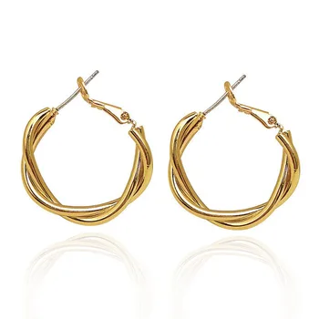

925 Silver Gold Silver Color Twisted Circle Earrings Fashion Jewelry For Women Simple Small Hoop Earrings