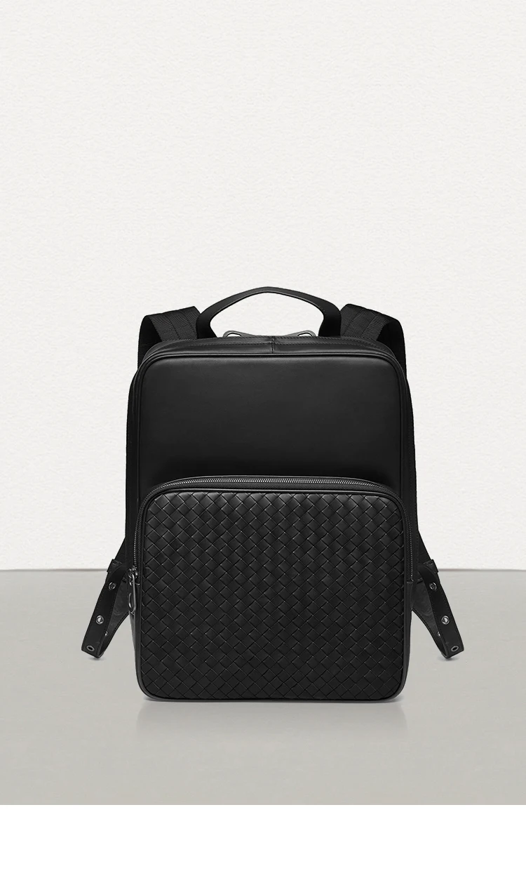 Роскошный кожаный мужской рюкзак большой вместимости, модная повседневная сумка для компьютера, корейский рюкзак, брендовый дизайн, тканая сумка, простая Новинка