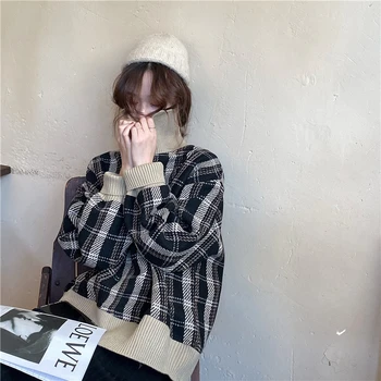 

new Loose Women Hoodies Sweatshirt Female Casual Coat Autumn Winter Fleece plaid Harajuku oversize Pullover Thick wool fleece