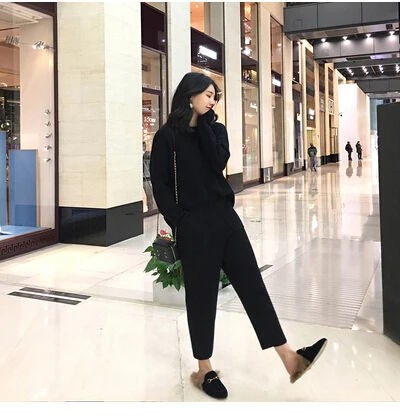 SMTHMA High Quality New Winter Women Cashmere Sweater Two Piece knitted Sets Tracksuit 2025 Fashion Sweatshirts Sporting Suit 5
