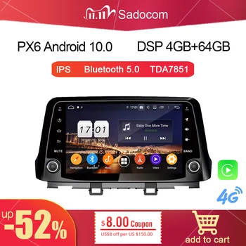 

PX6 DSP IPS Android 10.0 8Core 4GB + 64GB Car DVD Player GPS Glonass Map RDS Radio 4G car radio 5.0 For Hyundai KONA 2017 2018