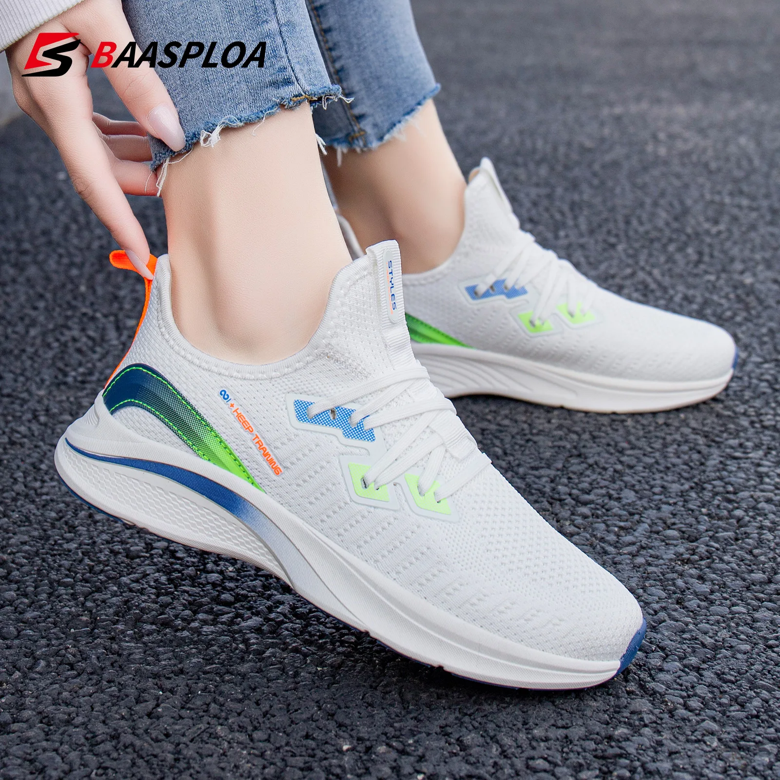 Baasploa Women Sneakers Casual Breathable Sports Shoes Comfortable Female Running Shoes Anti-slip Shock-absorbing Women's Shoes