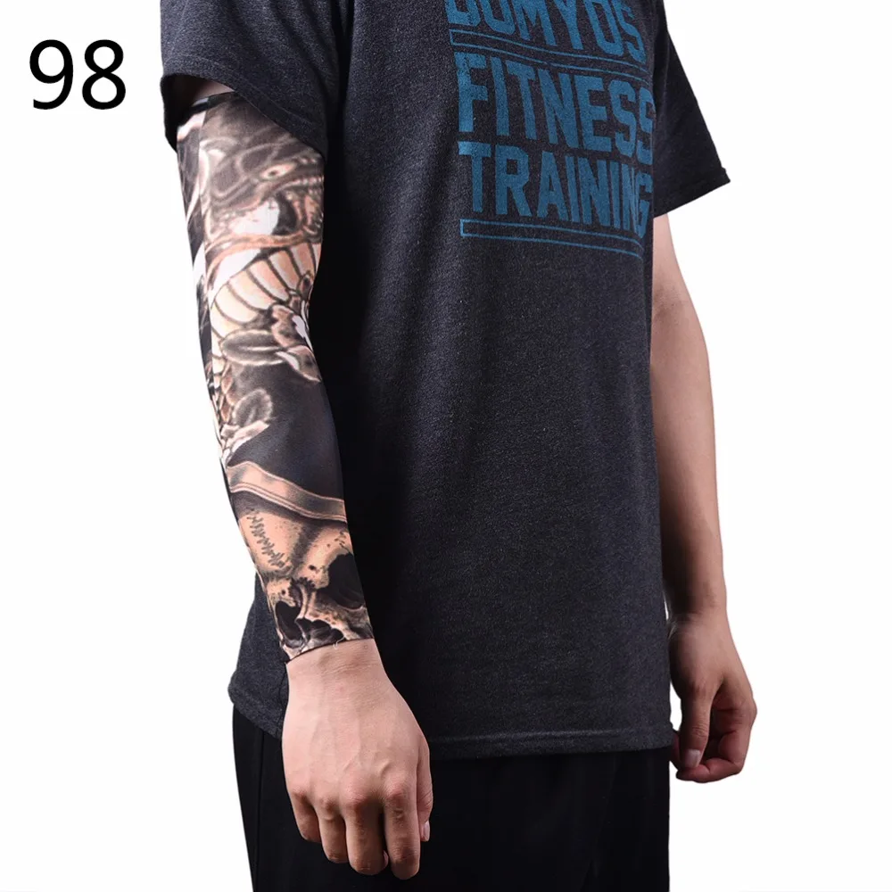 Elastic Tattoo Sleeves Nylon Arm Warmer Stockings Temporary Tattoo Sleeves Sport Skins Sun Protective Men Seamless Fake sun protection arm sleeves ice arm sleeves