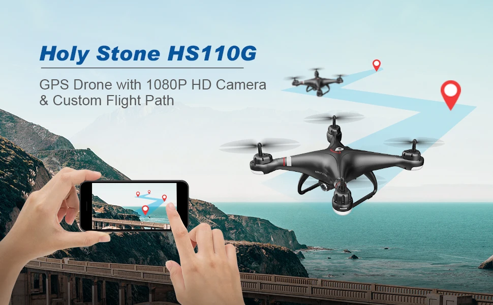 Holy Stone HS110G gps Дрон с 1080P HD камерой FPV видео в реальном времени RC вертолет FOV 120 ° широкоугольная радиоуправляемая беспилотная камера Квадрокоптер