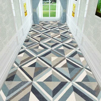 

Nordic Modern Long Hallway Area Rug Geometric Living Room Corridor Carpet Hotel Mall Entrance Hall Floor Mat Wedding Carpet