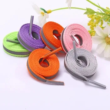 

1 pair 80 100cm Flat 8mm Reflective Runner Shoe Laces Safety Luminous Glowing Shoelaces Unisex For Sport Basketball Canvas Shoes