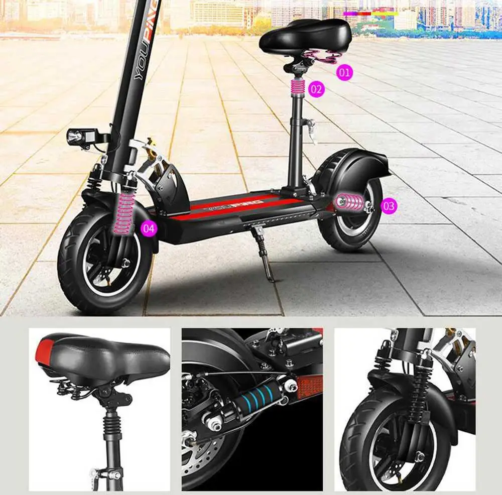 Flash Deal NEW [EU Version] YOUPing Q02 Folding Electric Scooter 500W Motor 48V 18Ah 25km/h 10 Inch Tire 150kg Load Containing Seats 5