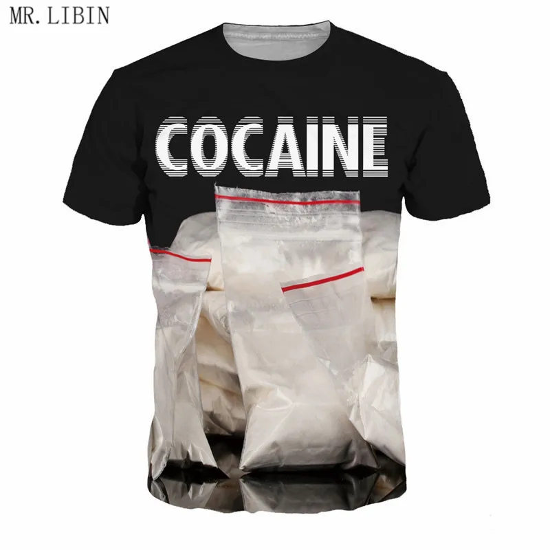Индивидуальная Мужская 3D футболка женская модная футболка с принтом кокаина с коротким рукавом брендовая облегающая эластичная футболка Новинка