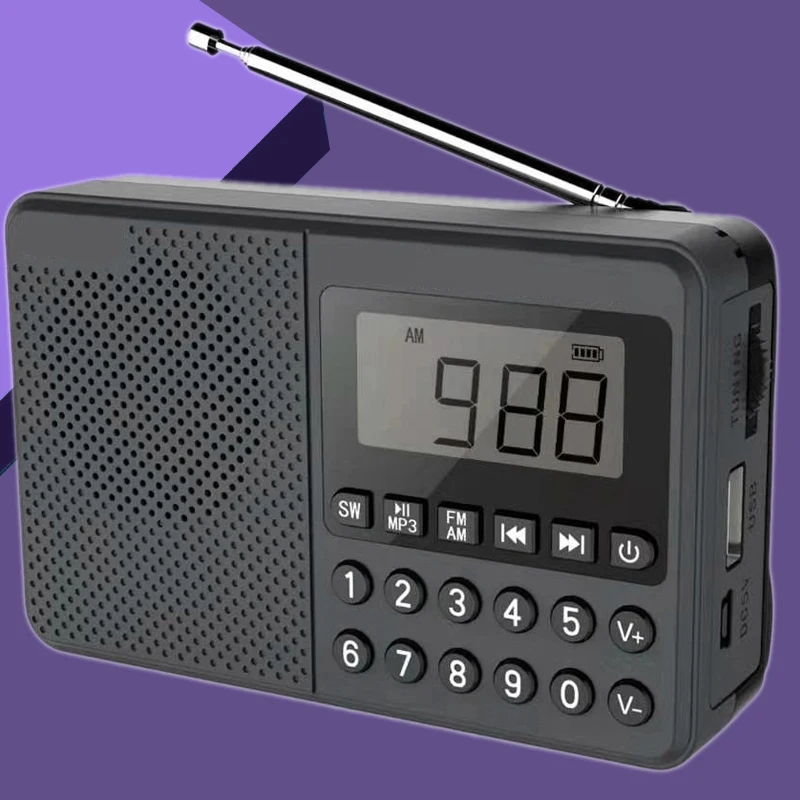 Портативный FM/AM/SW радио медиа динамик MP3 музыкальный плеер Поддержка tf карты с