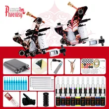 Полный комплект татуировки 2 машины пистолет 6/10/20 Цвета, набор чернил для татуажа, мини Питание косметика "сделай сам" тела Красота Перманентная Татуировка комплект