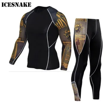 

ICESNAKE Summer Motorcycle Jacket Quick Dry Motorcycle Suit Running T-shirt Set Breathable Tight Long Tops & Pants S-3XL