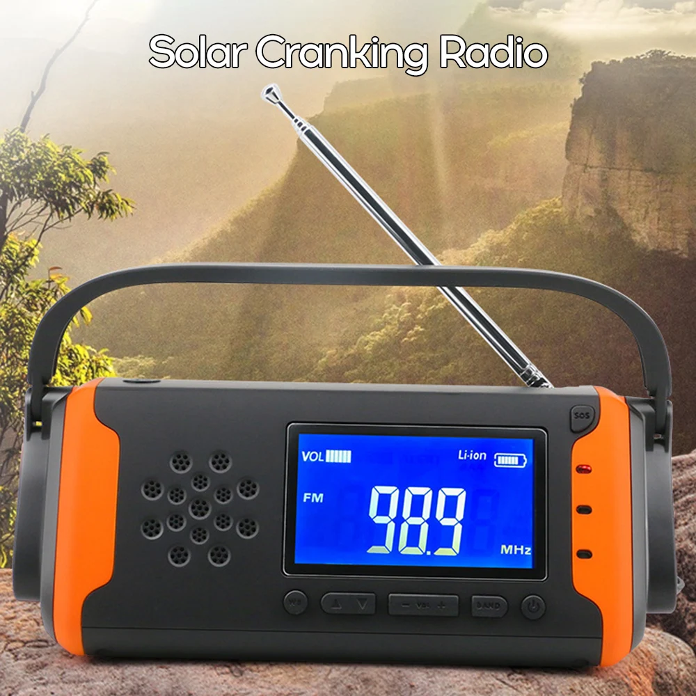 

Cranking Emergency Solar Radio with Rechargeable Flashlight US Version AM/FM/WB SOS Alarm Portable Weather Radio Receiver