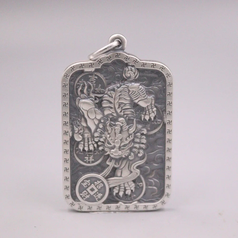 

Кулон из чистого серебра S999 для мужчин и женщин, подвеска в виде фигурки пиксу с монеткой, 55*30 мм, 31-33 г