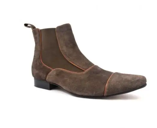 

Men's Brown Leather Red Wolf Claw Print Casual Chelsea Boots Zapatos De Hombre Botas Hombre Blancas TV211