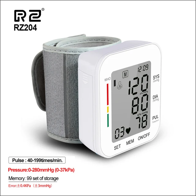 RZ Digital Wrist Blood Pressure Monitor Pulse Rate Heart Beat Rate Meter Device Medical Equipment Tonometer