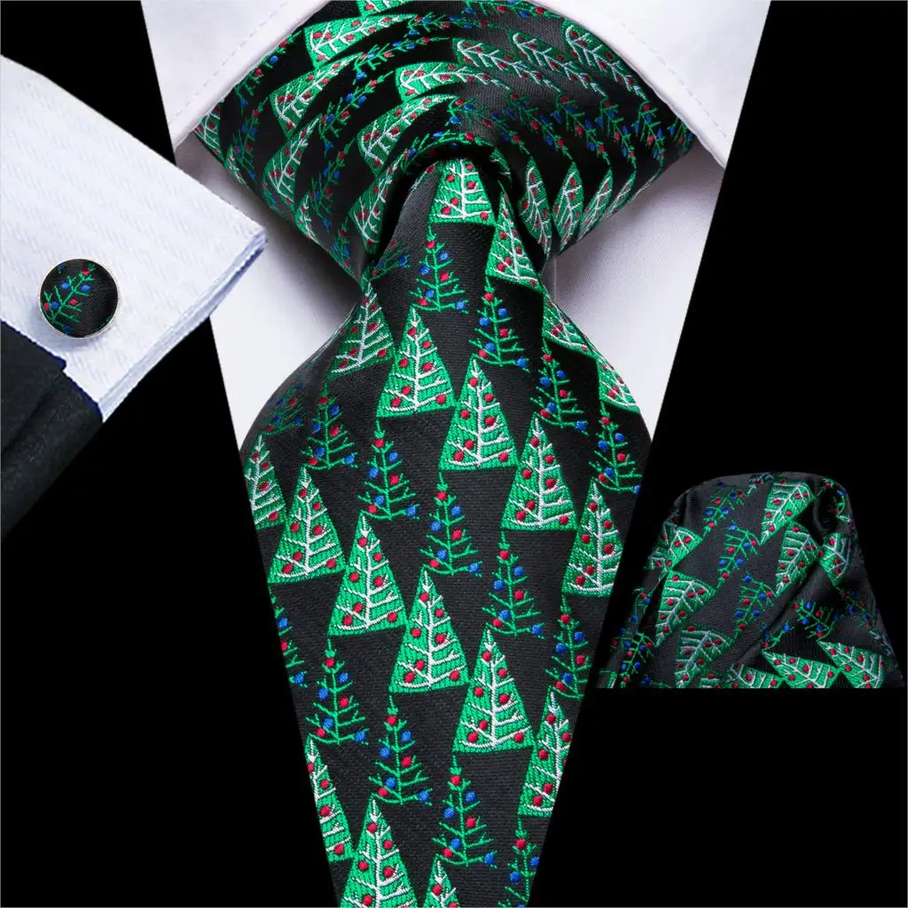 Hi-Tie рождественские галстуки для мужчин Hanky запонки набор шелк подарки для мужчин красный цветочный жаккард Gravatas вечерние большой мужской галстук