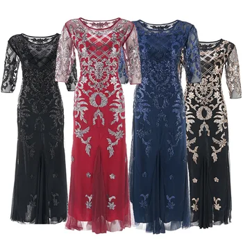 

New 2020 Women Fashion Evening Party Dresses Sequined 3XL Casual Party Long Dress Female Night Club Long Vestidos