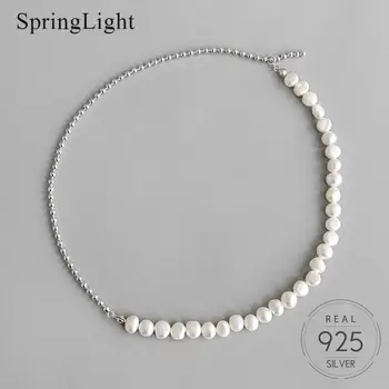 

Springlight Elegant Temperament Baroque Freshwater Pearls & Beads Necklace Handmade Design Luxury Chain 925 Silver Fine Jewelry