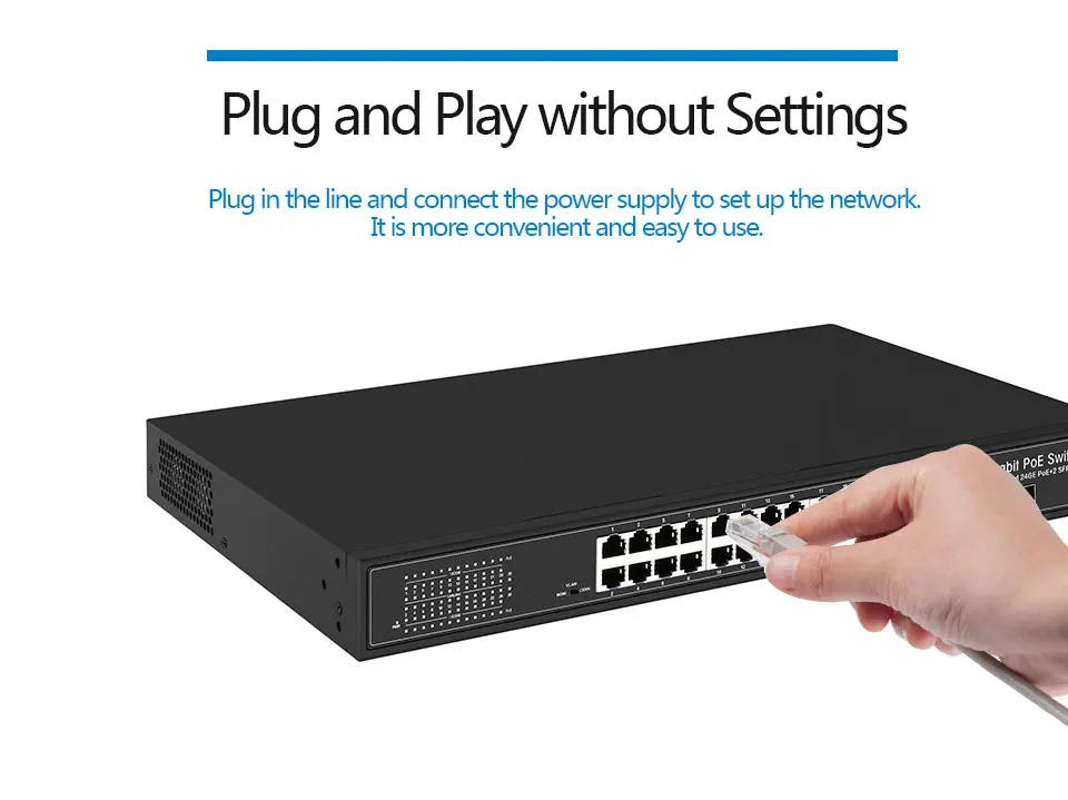 16 портов PoE сетевой гигабитный коммутатор с 2 гигабитными SFP 24 PoE 2 SFP порта Gigbit PoE 48 в стандартный PoE Ethernet сетевой коммутатор