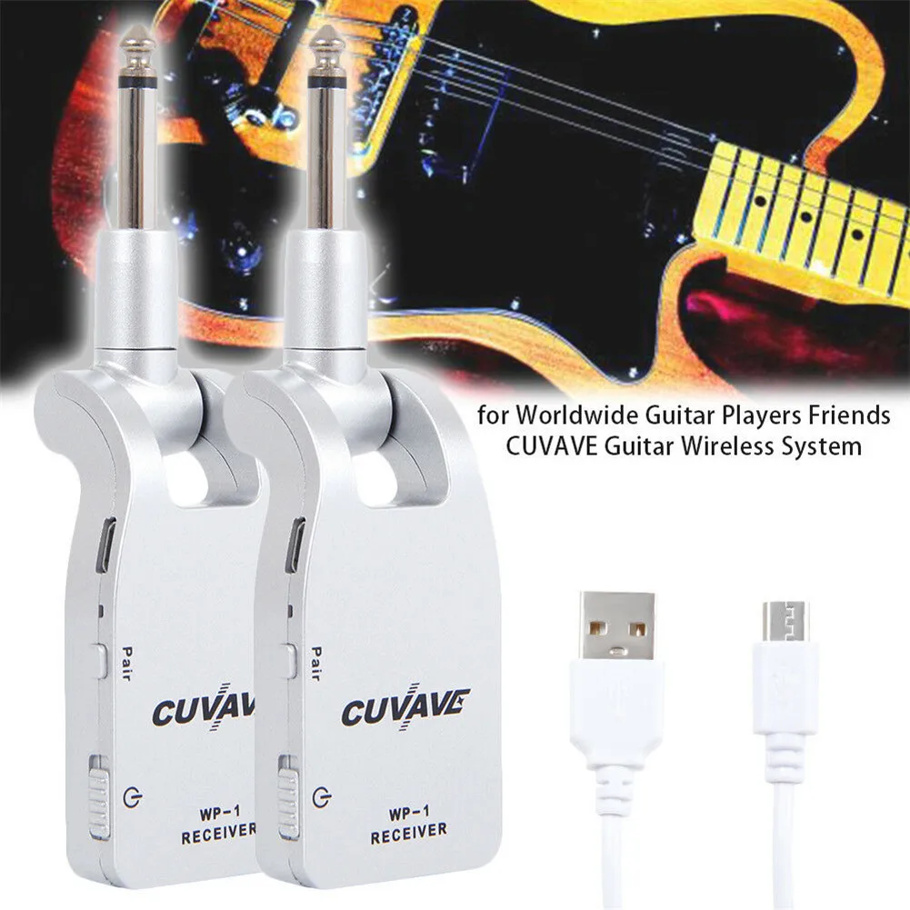 Wireless Guitar System Transmitter Receiver Built-in Rechargeable Battery 30 m Transmission Range Universal Electric Bass