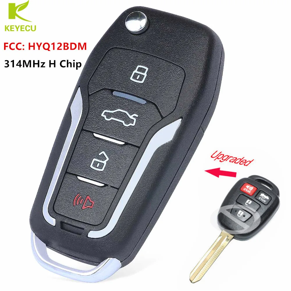 KEYECU Upgraded Flip Remote Car Key Fob 314MHz H Chip For Toyota Camry 
