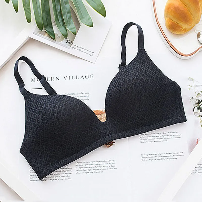 Roseheart New For Women  Black Skin Gray White Wireless Padded Bras Sexy One-Piece Bras Bralette Cup A B Underwear Female