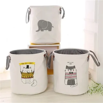 

Cartoon Pattern Laundry Hamper Cotton Rope Woven Handbag Canvas Laundry Basket Storage Bag Baby Toys Bin Woven Basket