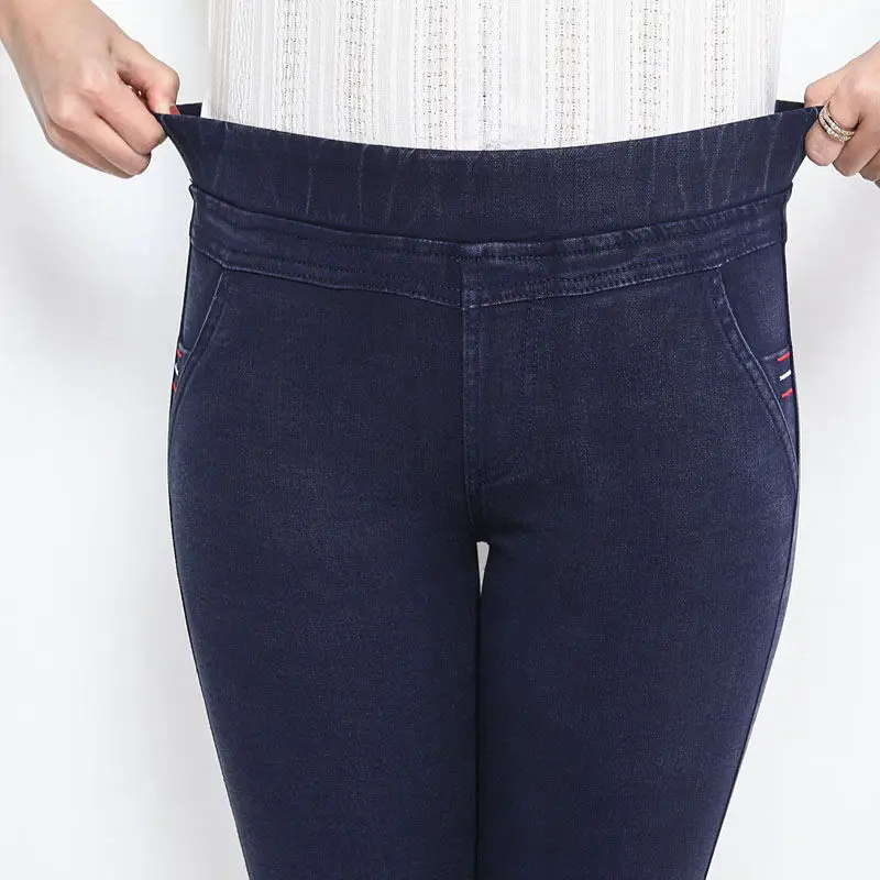 SymorHouse Плюс Размер 6XL осенние брюки-карандаш для женщин с эластичной резинкой на талии тонкие джинсы брюки женские для прибавления веса длиной мм брюки