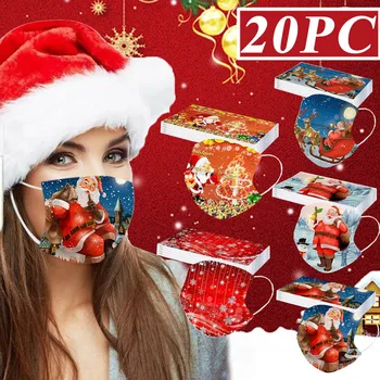 

20 PCS Adult Face Mask Disposable Facemask Animal Printed Dust Proof Cute Cartoon 3Ply Ear Loop Mouth Cover Maschere