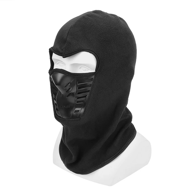 Masque facial de moto, casquette de randonnée coupe-vent d'hiver, cache-cou  noir, chapeau thermique