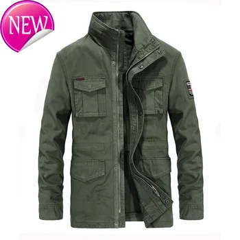 

New Autumn 2020 Winter Denim Long Jacket Men Cotton Stand Collar Multi-pocket Casual Men's Windbreakers Jacket XXXL 4XL