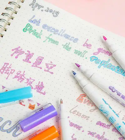 8 цветов, двойная линия, маркер, 1,0 мм, Fineliner, контурная ручка, набор надписей, каллиграфия, рисование, искусство, маркер, ручка