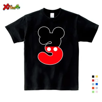 

Baby Boy Girl Happy Birthday Letter Bow Cute Print Clothes Children Funny T-shirt Round Neck Cotton Children Number 1-9 Birthday