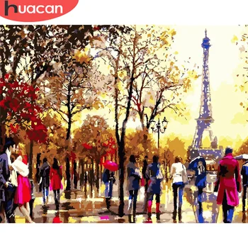 

HUACAN Painting By Number Street Drawing On Canvas HandPainted Painting Art Gift DIY Pictures By Number Tree Kits Home Decor