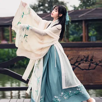 

Chinese Traditional Fairy Costume Han Dynasty Princess Clothing National Hanfu Outfit Stage Dress Folk Dance Photography Costume