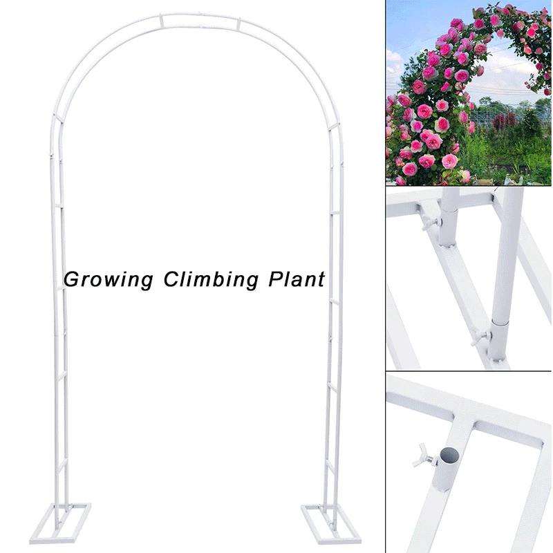 White Wedding Arch Metal Trellis Stand Garden Arbor for Climbing Plant Growing Lawn Backyard Birthday Party Background Decor