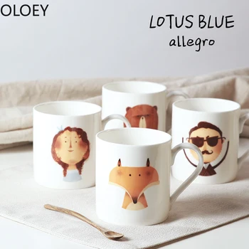 

Cute Nordic Wind Coffee Mugs Animal Milk Tea Cup Large China Bone Coffee Mug Porcelain Travel Tazas Para Cafe Handmade Cute Mug