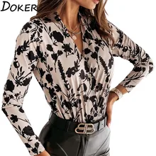 Aliexpress - Womens Tops And Blouses Autumn Print V-neck Long Sleeve Elegant Office Ladies Shirts Casual Fashion Plus Size Blouse Femme