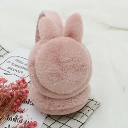 Elegant Rabbit Ear Winter Earmuffs For Women Warm Earmuffs Ear Warmers Gifts For Girls Cover Ears Fashion TWE005-white