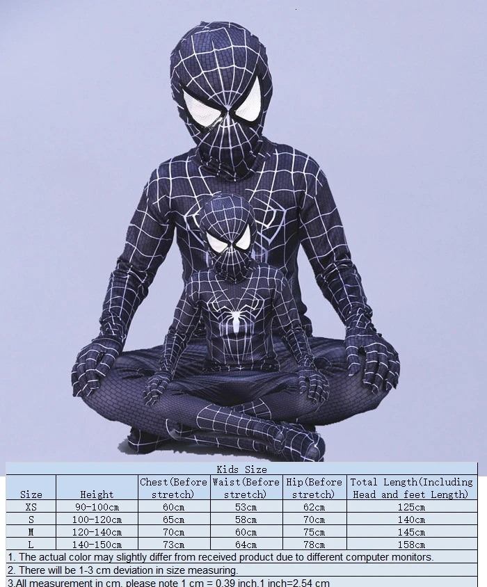 "Человек-паук" далеко от дома Бальные Косплэй костюм Железный Человек-паук миль Моралес супергероя боди Детский комплект одежды для маленьких мальчиков костюмы зентай - Цвет: kids black A
