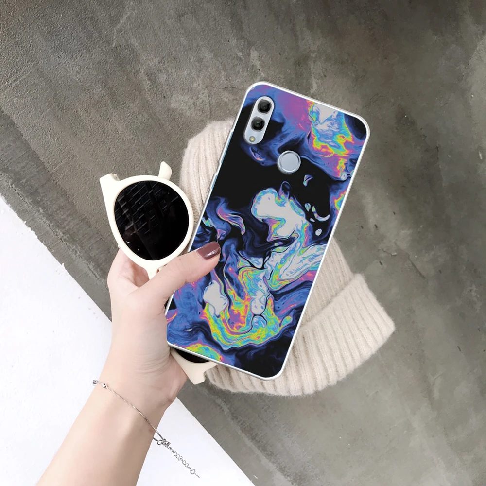 Мраморный чехол для huawei P Smart 2019 Модный тисненый лак Мягкий ТПУ Hono 10 Lite 20 Pro Чехол
