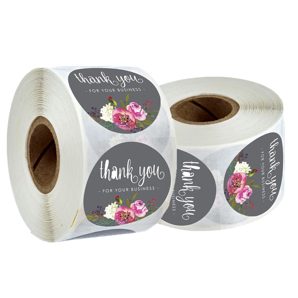 

1" Round Floral Thank You for Your Business Stickers/500PCS Labels Per Roll For DIY Wedding Birthday Party Decoration Gift Tags