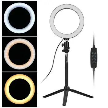 

LED Ring Light 8.0 inch Camera Ringlight Tripod Stand Phone Holder For YouTube Tiktok Photography Video Photo Studio Lamp Kit