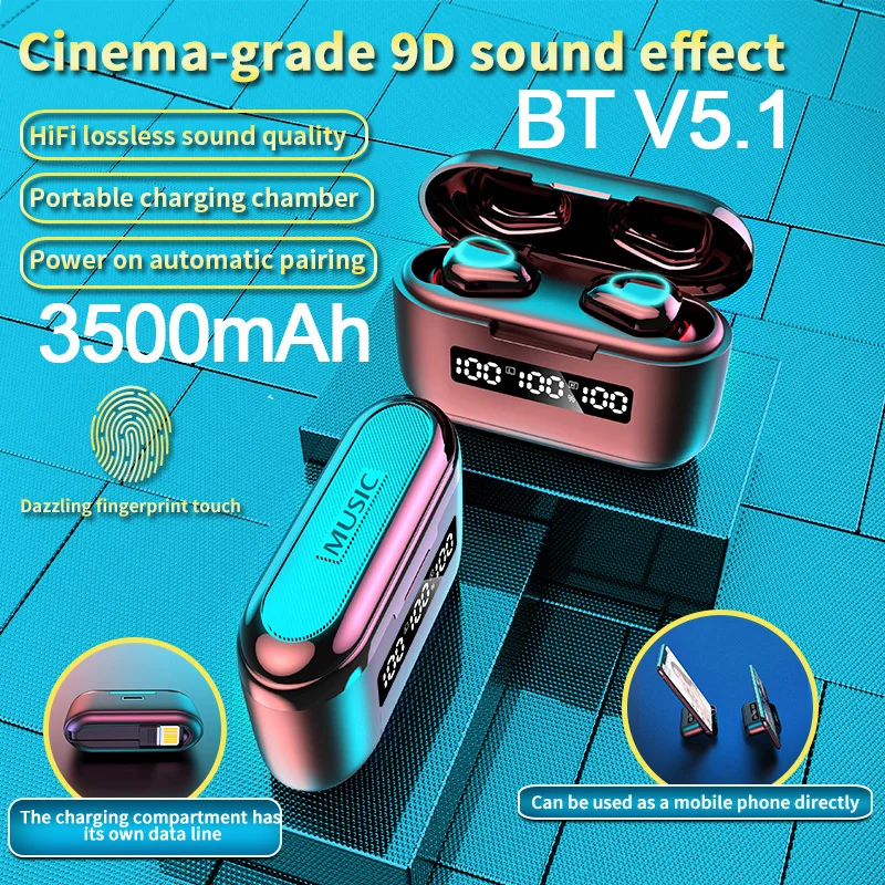 G40 TWS Bluetooth Earphone Wireless Headphone Stereo Headset gaming sport Earbuds microphone for huawei xiaomi iphone 