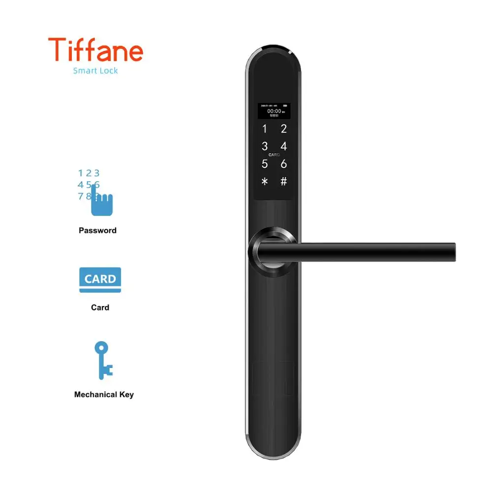 Tiffane Smart Slim Electric Aluminum Door Lock 3-in-1 Touchscreen Keypad Passcode Card Keyless Handle | Обустройство дома