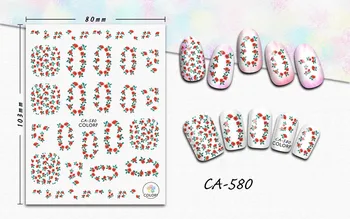 

3D Nail Sticker Red Wreath Flower Nail Art Decorations Manicure Stickers Decals Slider Nails Foil Decoraciones Accessories