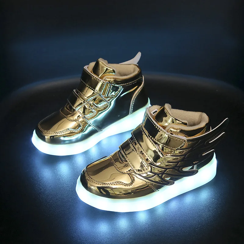 boy sandals fashion Size 22-37 Children LED Shoes USB Charged Glowing Wings Sneakers with Light Up Sole Luminous Lighted Shoes for Kids Boys Girls child shoes girl