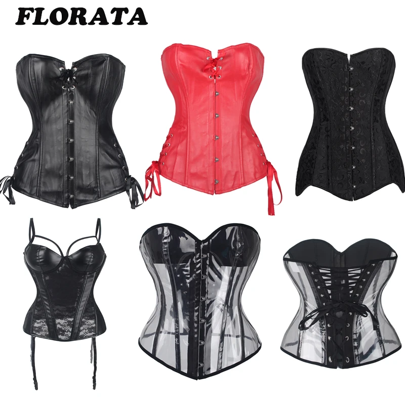 FLORATA, Женский корсет, облегающий бюст, тонкий корсет, талия, для тренировок, атласная кость, на шнуровке, стимпанк, Coset, для сексуального Хэллоуина, платье