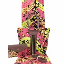 Женские кошельки и сумки в африканском стиле, восковая сумка, набор, африканская восковая ткань, 6 ярдов/партия