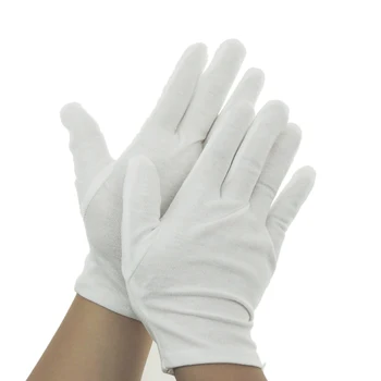

12pairs White Medium Thick Cleaning Gloves Inspection Cotton Work Gloves Coin Jewelry Lightweight Free Size